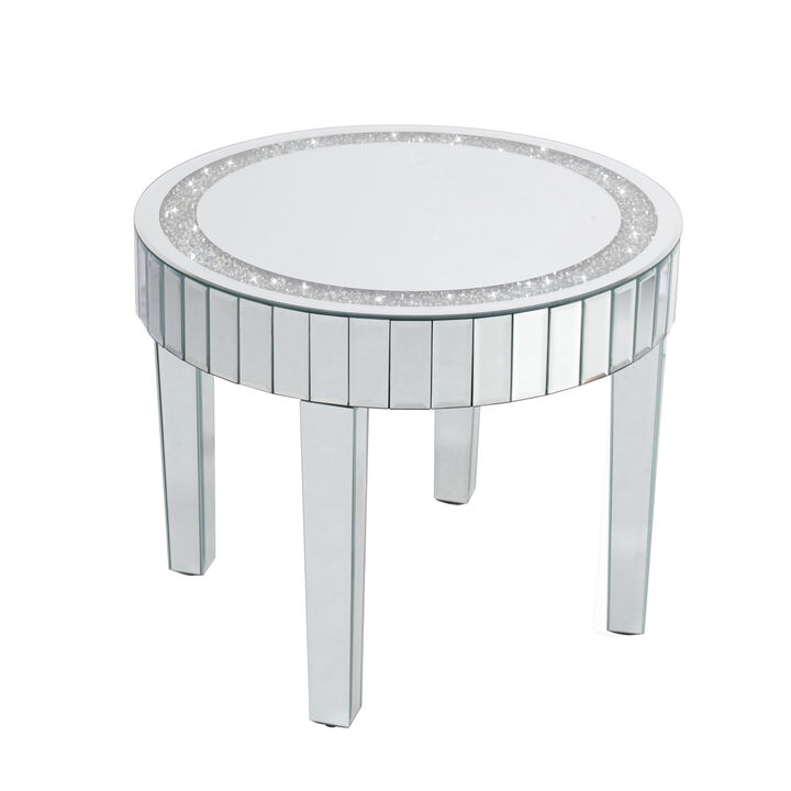 Silver Mirrored Coffee Table with Bling Diamonds Inlay