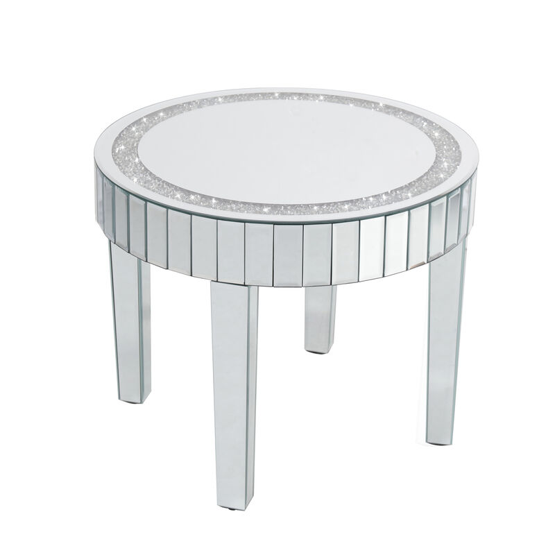 Silver Mirrored Coffee Table with Bling Diamonds Inlay image number 0