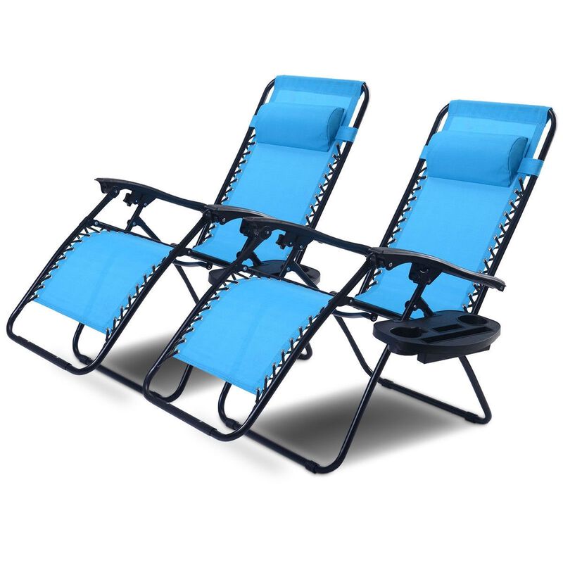 Set of 2 Folding Outdoor Zero Gravity Lounge Chairs for Ultimate Comfort and Relaxation