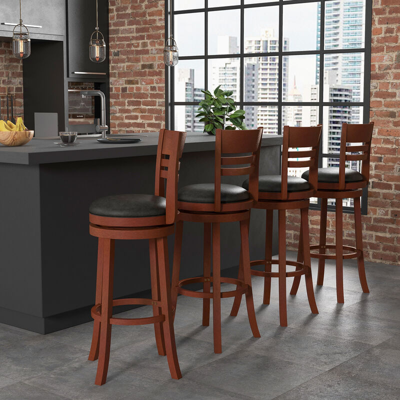 Set of 2 360&deg; Bar Stools with PU Upholstered Seats