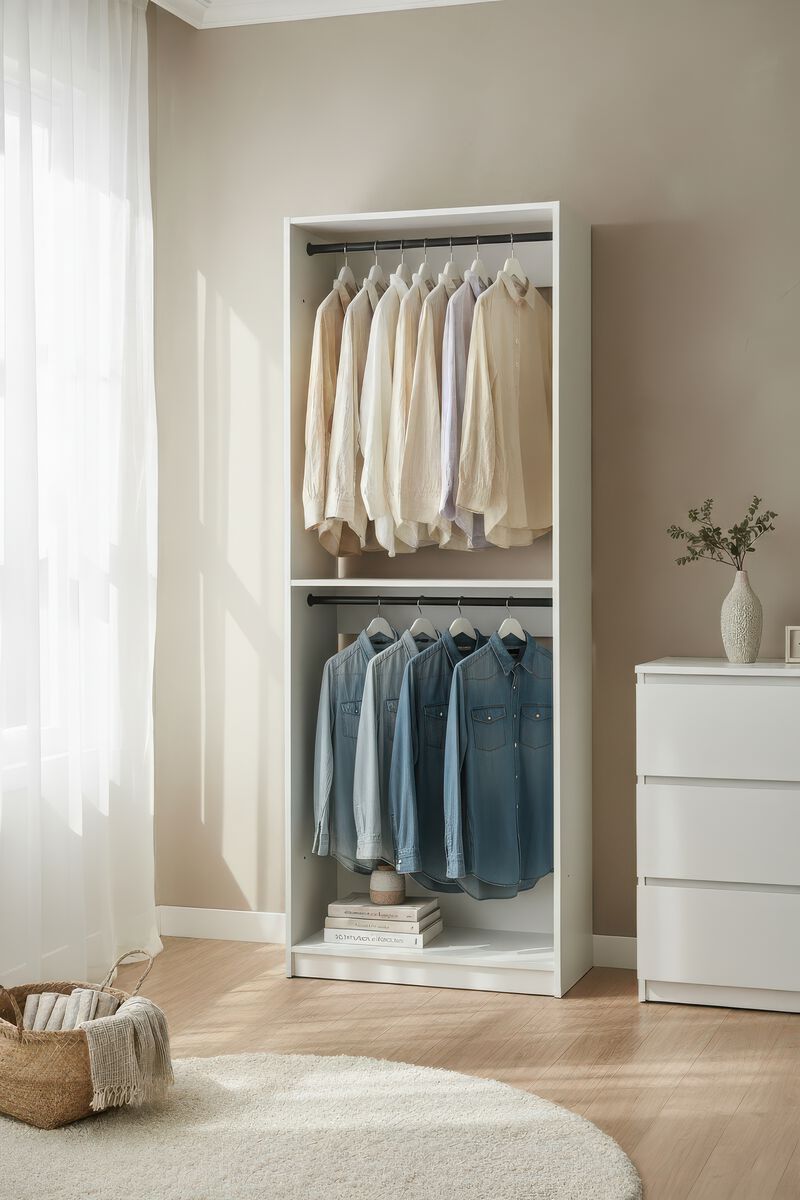 Prosper 32" White Wood Walk-in Closet with Two Rods