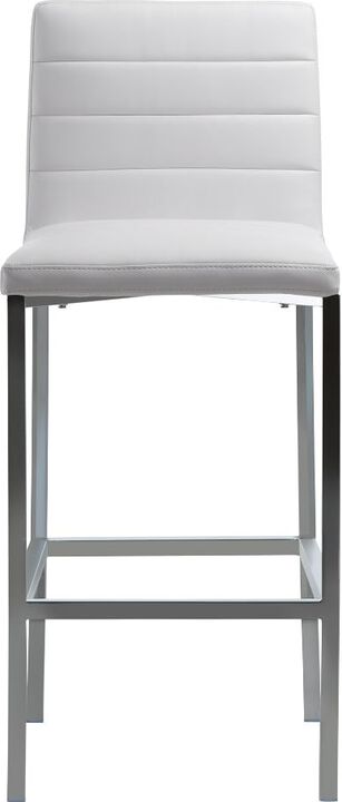 Amalfi Metal Back Bar Stool in White Leather - Set of 2