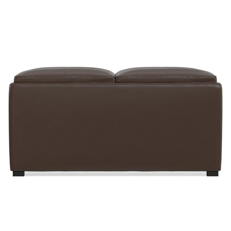 Avalon 35 inch Wide Contemporary Square Coffee Table Storage Ottoman in Chocolate Brown Vegan Faux Leather, Assembled image number 2