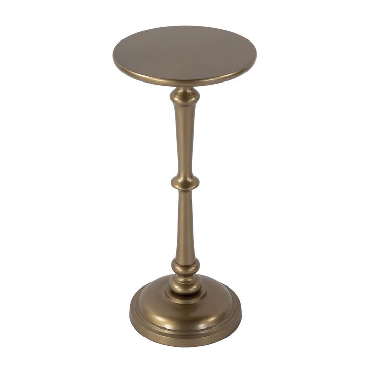 Butler Specialty Alisa 10 in. W Round All Metal Pedestal Base End Table, Antique Gold