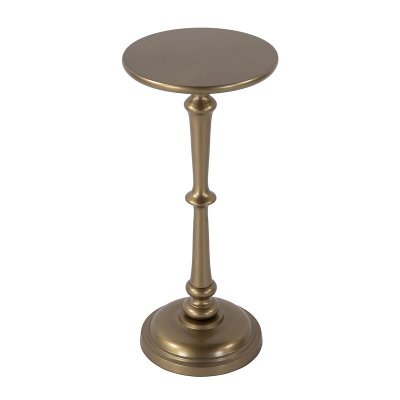 Butler Specialty Alisa 10 in. W Round All Metal Pedestal Base End Table, Antique Gold image number 0