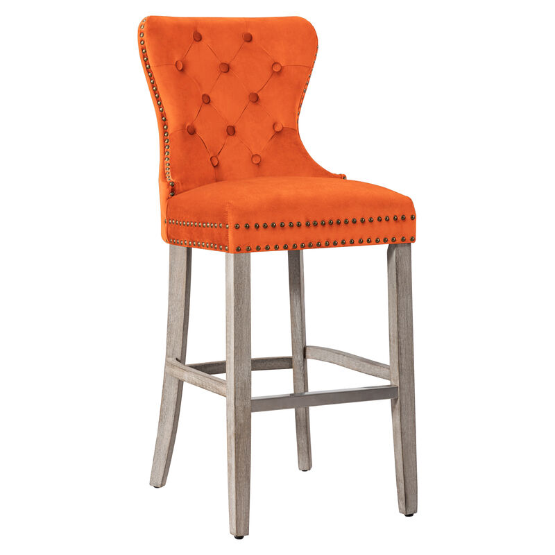WestinTrends 29" Tufted Velvet Bar Stool