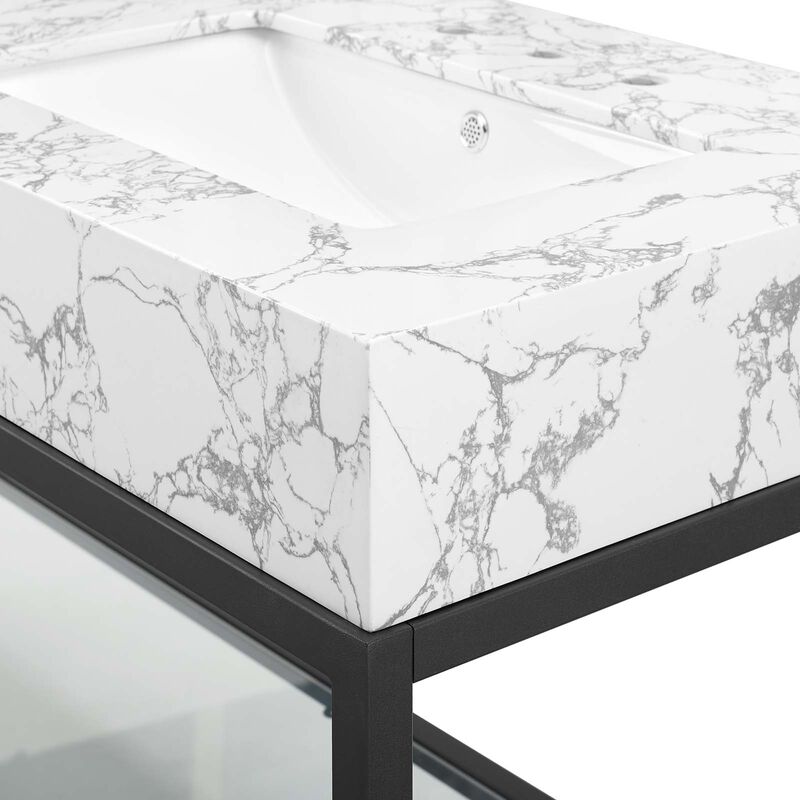 Kingsley 60" Black Stainless Steel Bathroom Vanity image number 5