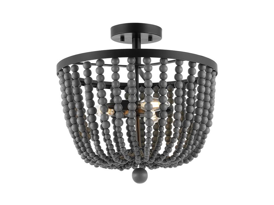 Drift 3-Light Bohemian Farmhouse Iron LED Semi Flush Mount