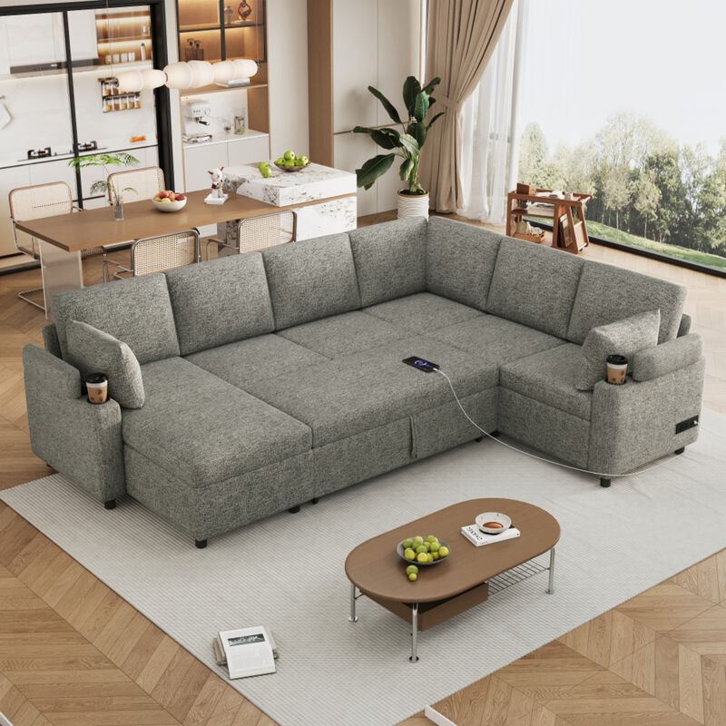 Zornug  Convertible L-Shaped Sectional Sofa Bed image number 2