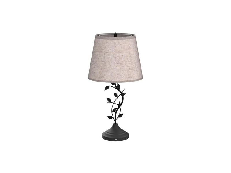 Tall Traditional Table Lamp &ndash; USB A+C Charging, Linen Shade