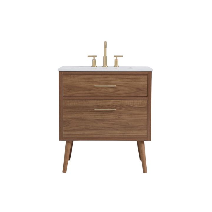 Elegant Kitchen and Bath 30 inch bathroom vanity in Walnut Brown