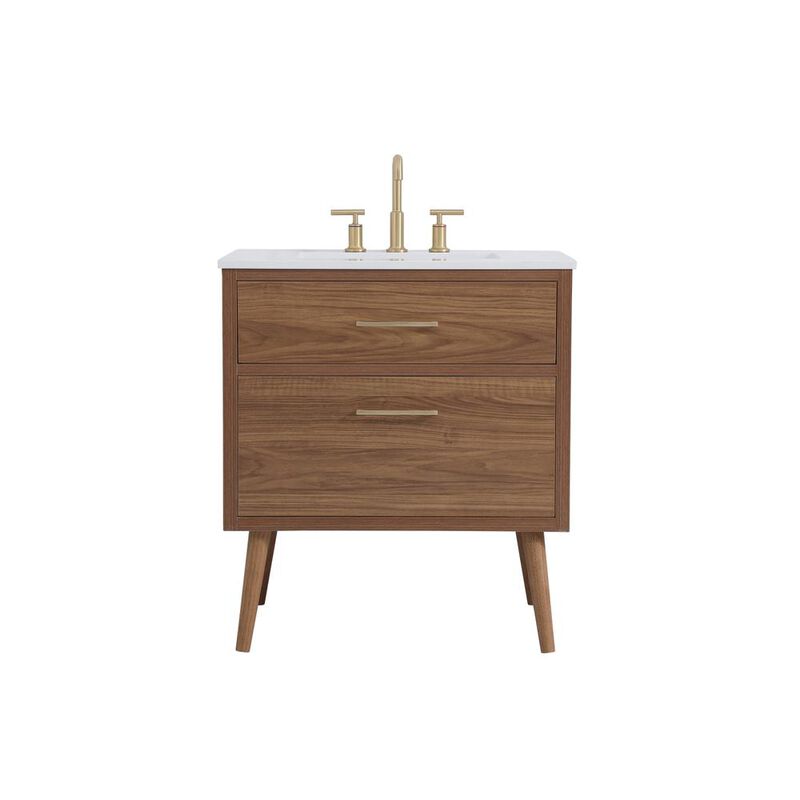 Elegant Kitchen and Bath 30 inch bathroom vanity in Walnut Brown
