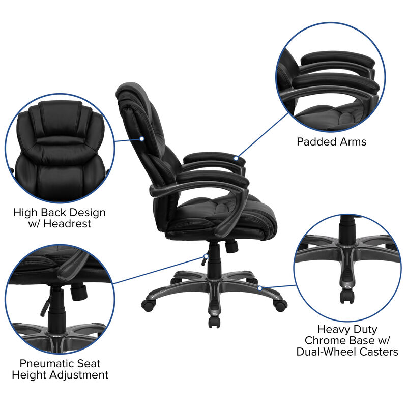 Stella High Back Brown LeatherSoft Executive Swivel Ergonomic Office Chair with Arms image number 2