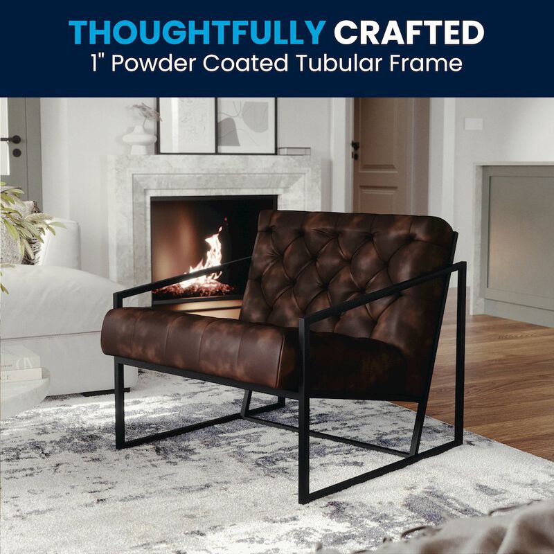 Flash Furniture Madison Bomber Jacket LeatherSoft Tufted Lounge Chair image number 5