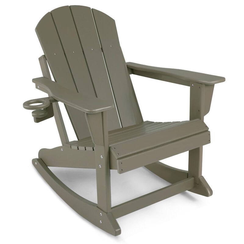 ABCPATIO Plastic Adirondack Chair - Rocking Adirondack Chairs with Cup Holder, Weather Resistant Seating for Patio, Porch, Deck,