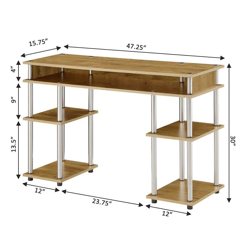 Convenience Concepts Designs2Go No Tools Student Desk with Shelves, R4-0541
