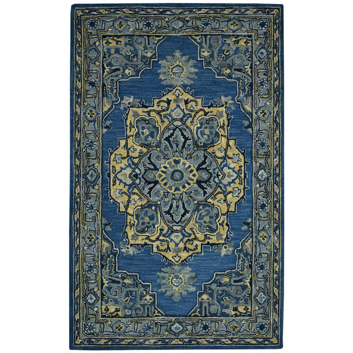 HomeRoots Wool Medallion Hand Tufted Area Rug