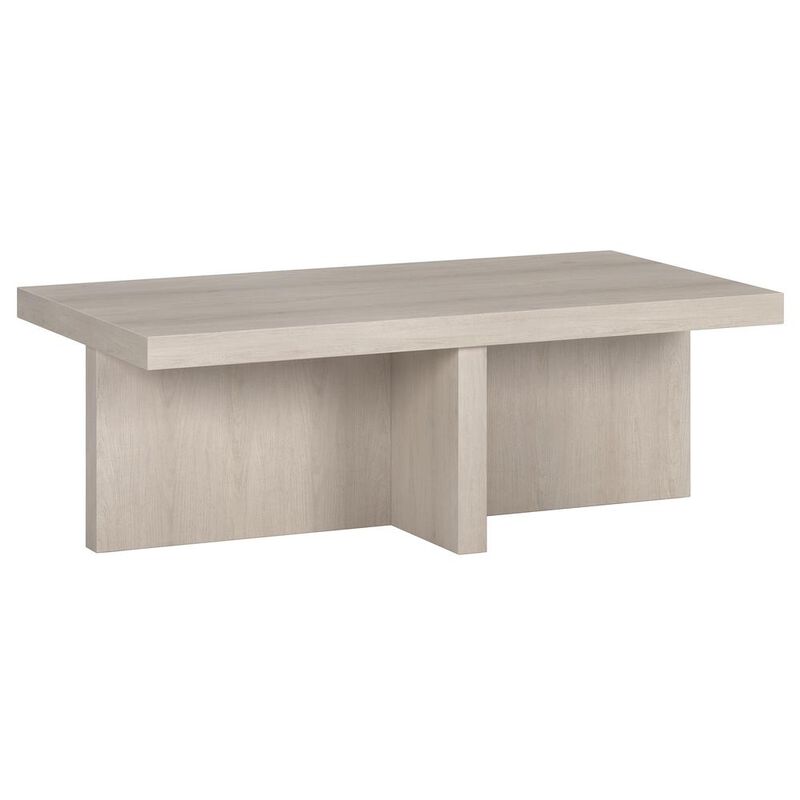 Hudson&Canal Elna 44 Wide Rectangular Coffee Table in Alder White