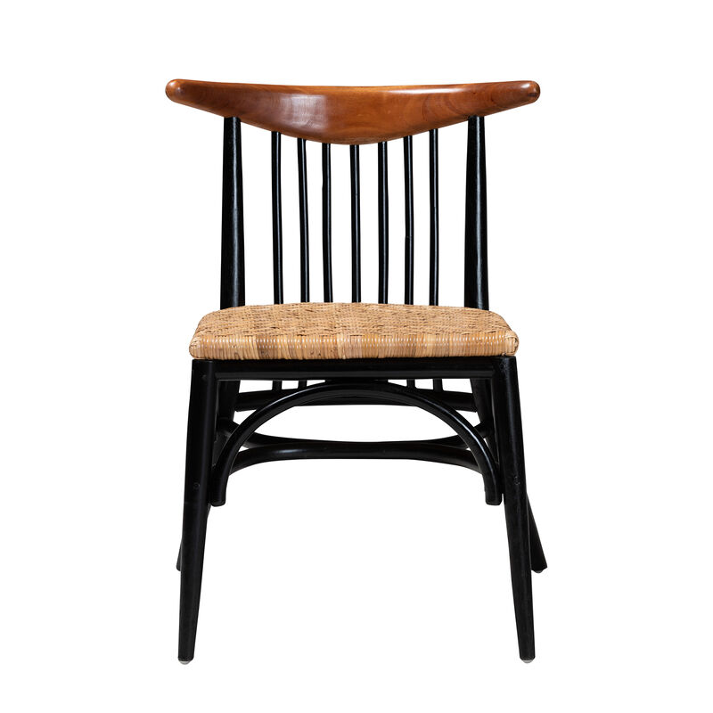 Bali & Pari Parthenia Two-Tone Black and Walnut Brown Finished Dining Chair