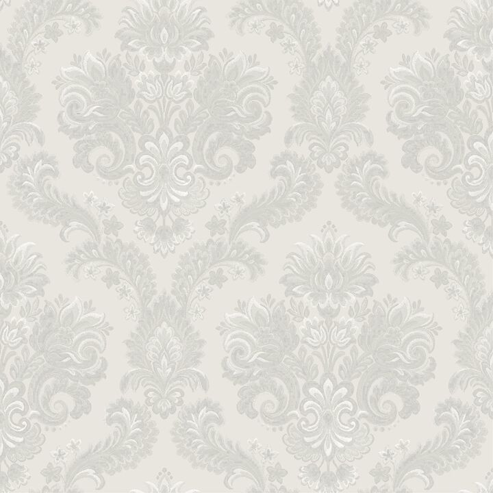Italian Style Damasco Cairo Silver Grey Wallpaper 28821