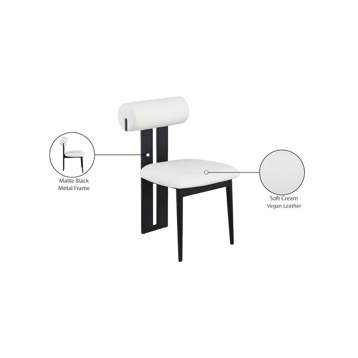 Meridian Furniture Dario Cream Vegan Leather Dining Chair, Set of 2