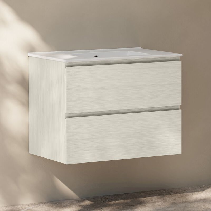Liberte 30" Wall-Mounted Bathroom Vanity in White Oak with Sink Top image number 6