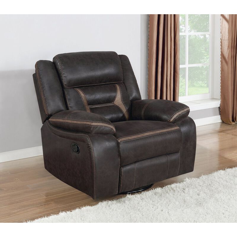 Coaster Co. of America Greer Upholstered Swivel Glider Recliner Chair Brown