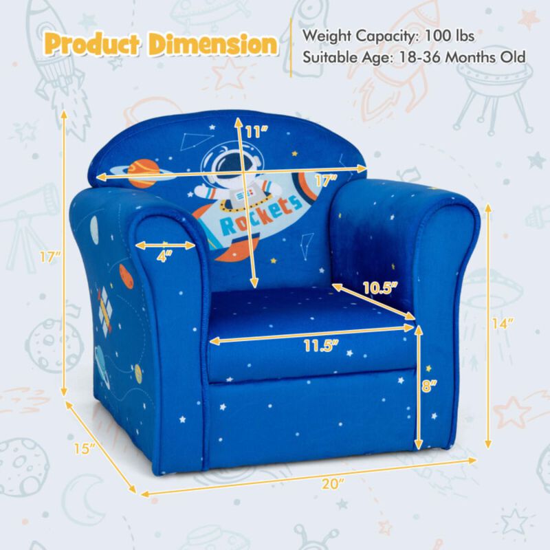 Hivvago Toddler Upholstered Armchair with Solid Wooden Frame and High-density Sponge Filling