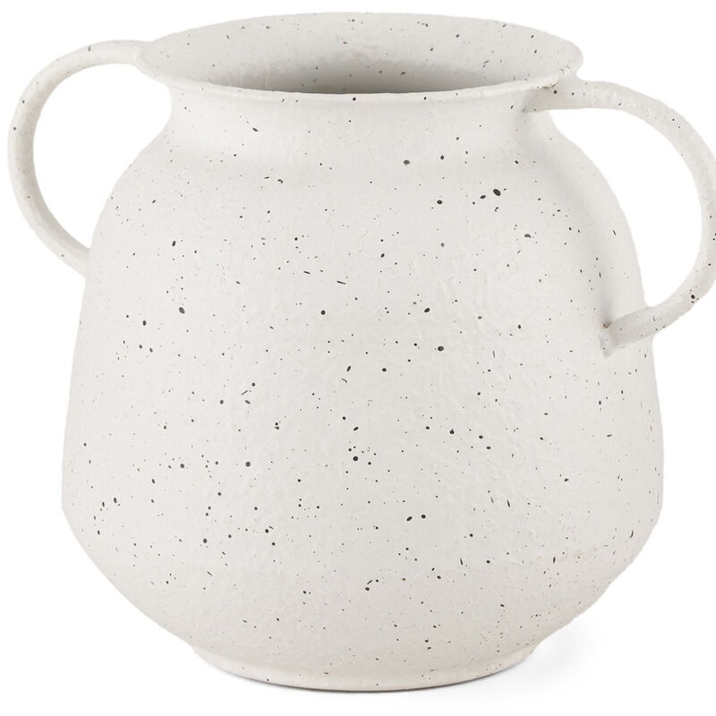 HomeRoots 7" White Speckle Metal Amphora Table Vase image number 2