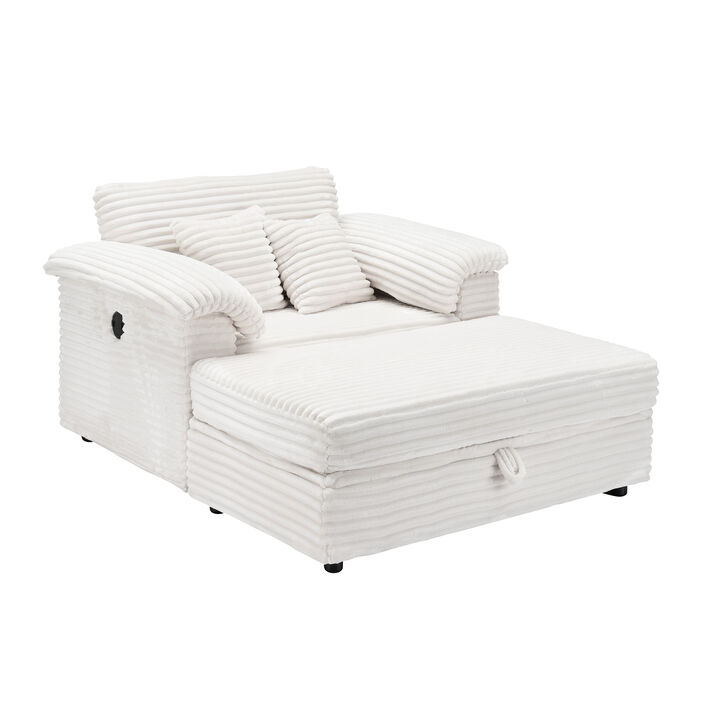 Merax Accent Chair with USB Ports & Storage Ottoman  Corduroy Single Seater Sofa for Small Space