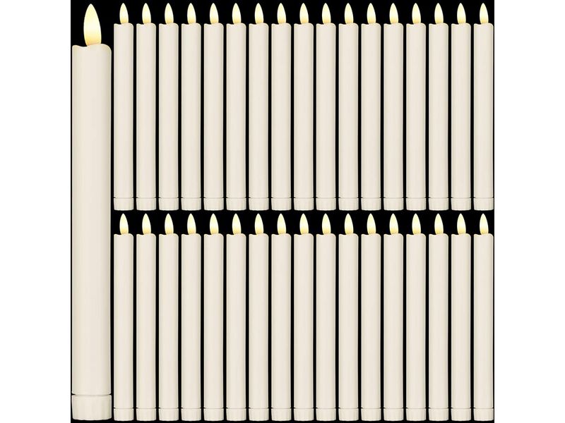 Pieces Flameless Taper Candles 10 Inch image number 0