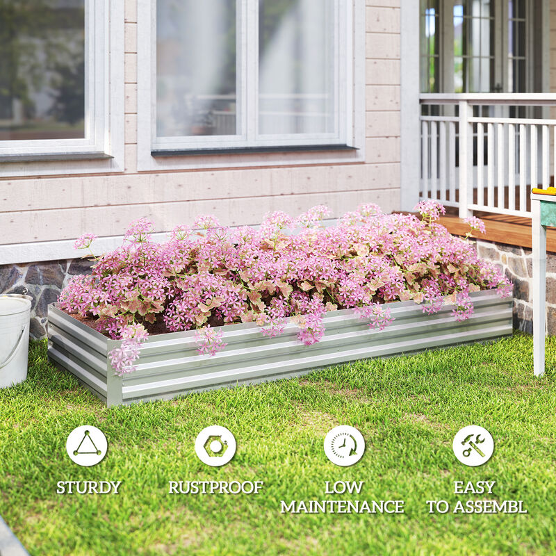 Hivvago Raised Garden Bed 95" x 36" Galvanized Metal Planter image number 5
