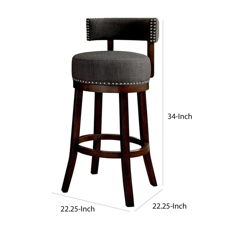 Lynsey Contemporary 24"Barstool With linen Cushion, Gray Finish, Set of 2 image number 4