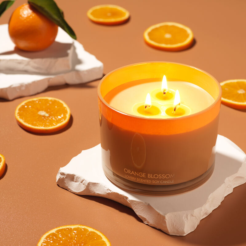 Orange Blossom Candle Gift Set, 3 Wick Home Soy Candles, 13oz image number 2