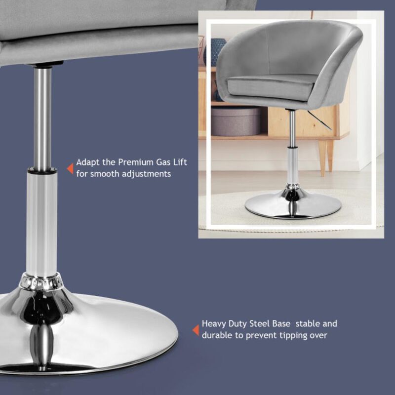 Hivvago 360 Degree Swivel Makeup Stool Accent Chair with Round Back and Metal Base