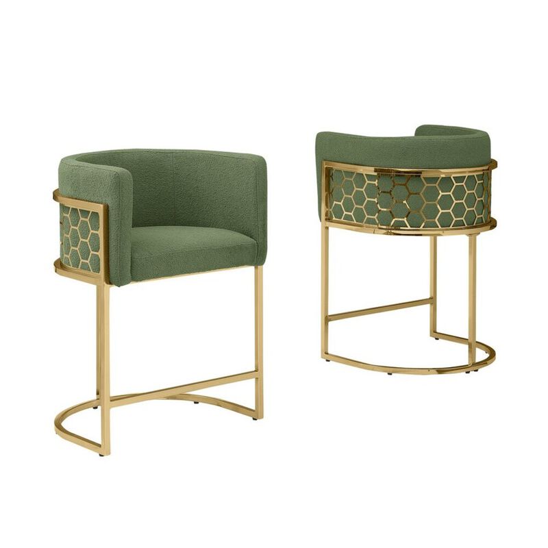 Best Quality Furniture Best Quality furniture Green with gold barstool, Set of two