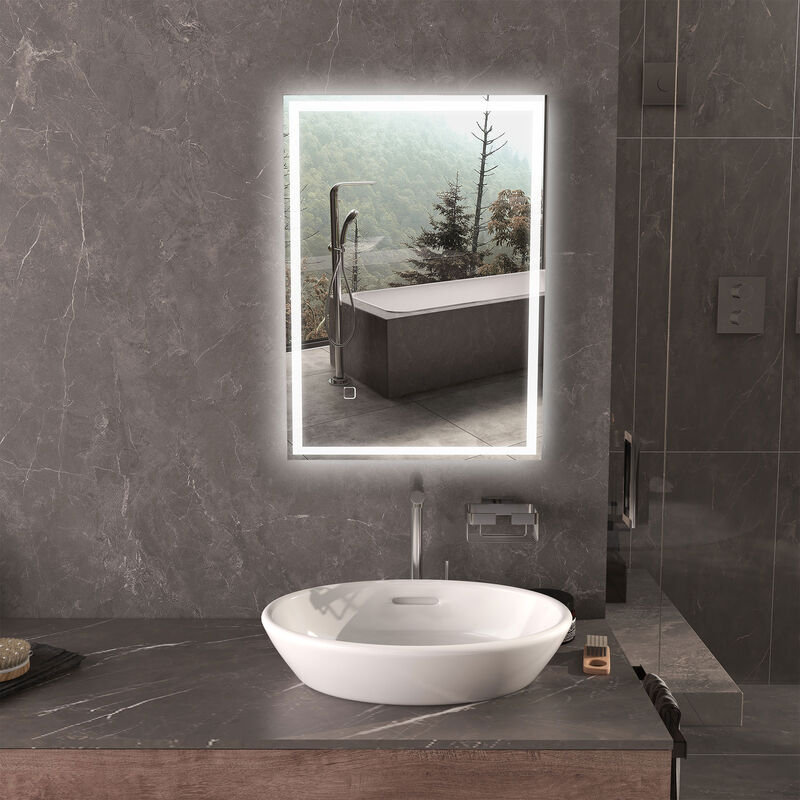 Dimmable Bathroom Mirror with LED Lights, 3 Colors, Memory Function