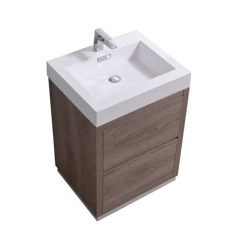 Kubebath Bliss 24 Butternut Free Standing Modern Bathroom Vanity