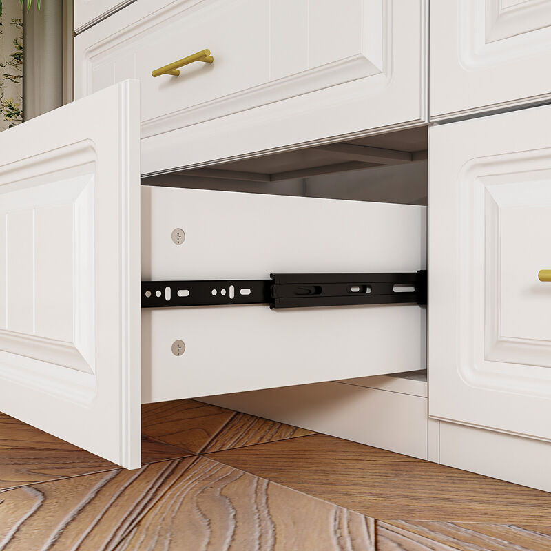 White 6-Door Big Wardrobe Armoires with Hanging Rod, 4-Drawers, Storage Shelves 93.7 in. H x 47.2 in. W x 20.6 in. D