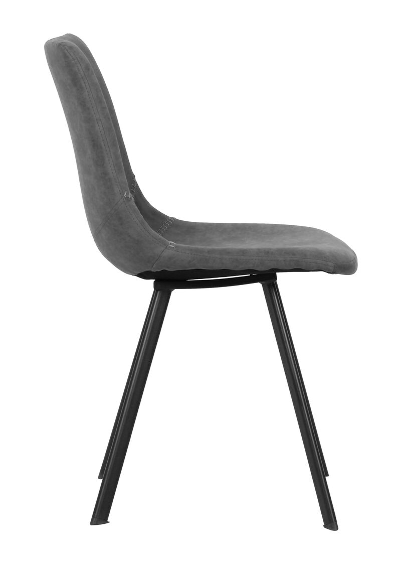 LeisureMod Markley Modern Leather Dining Chair With Metal Legs - Set of 2