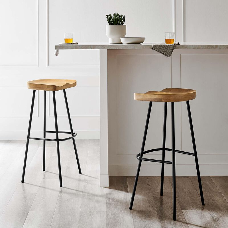 Modway EEI-6742-OAK Concord Backless Wood Bar Stools - Set of 2, Oak image number 1