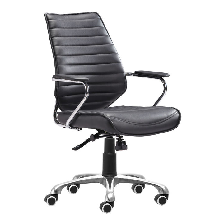 HomeRoots Black and Silver Adjustable Height Swivel Rolling Office Chair