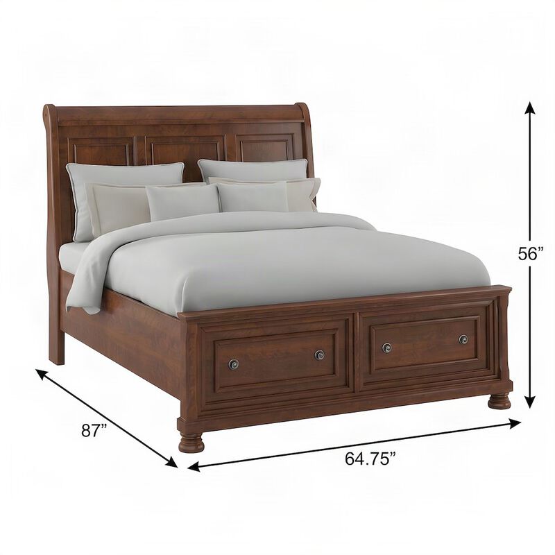 FurniFact Queen Sleigh Platform Bed Frame with Storage Drawers, Headboard image number 2