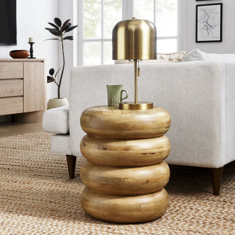 Ellery Round Stacked Wood Side Table image number 5