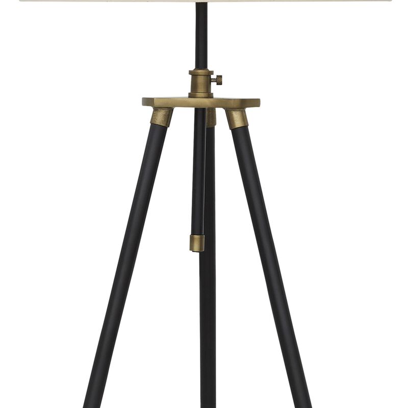 Egan 71 Inch Floor Lamp, White Drum Shade and Classic Tripod Metal Base - Benzara