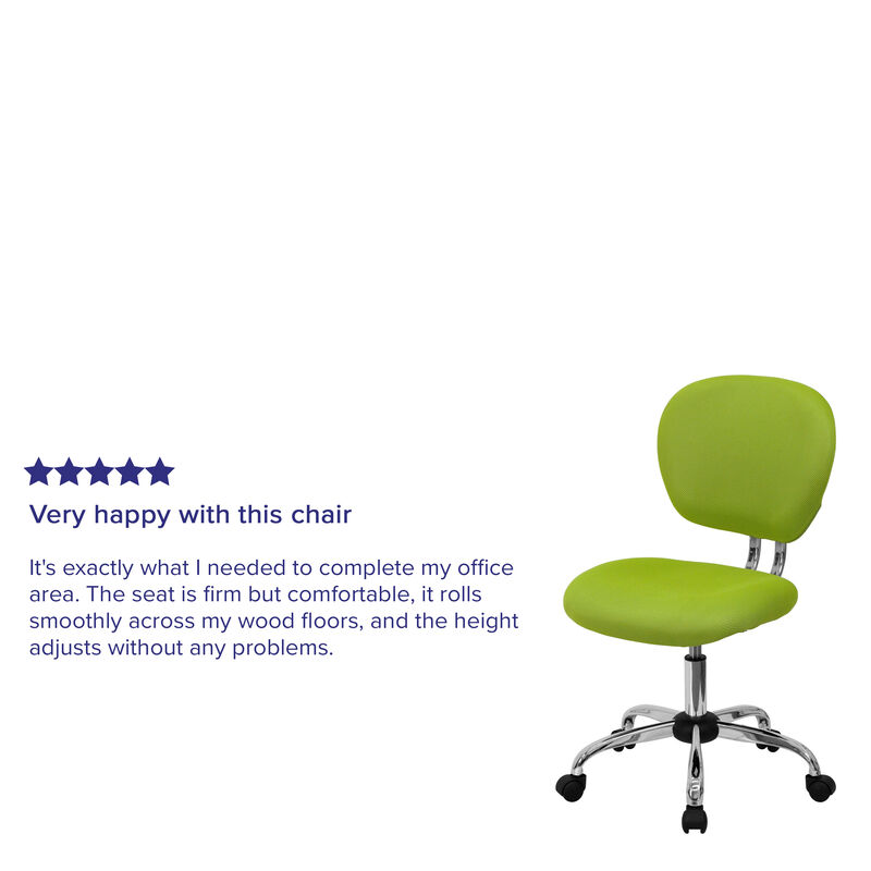 Beverly Mid-Back Apple Green Mesh Padded Swivel Task Office Chair with Chrome Base image number 2