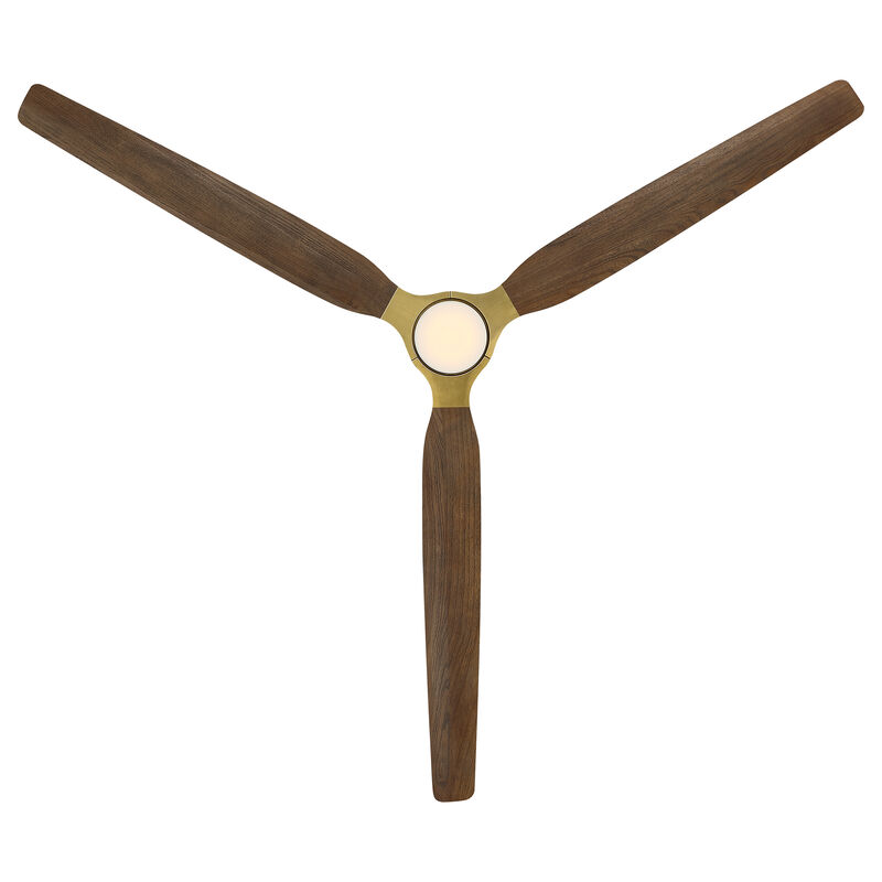 84" Natural Brass Solid Wood Mid Century Modern Dimmable LED 6 Speed Extra Large Ceiling Fan with Light and Remote image number 6
