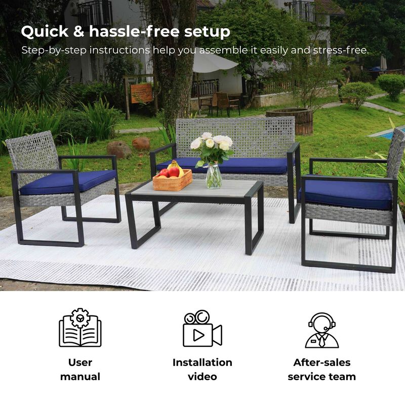TATEUS 4 Piece Patio Seating Set image number 3