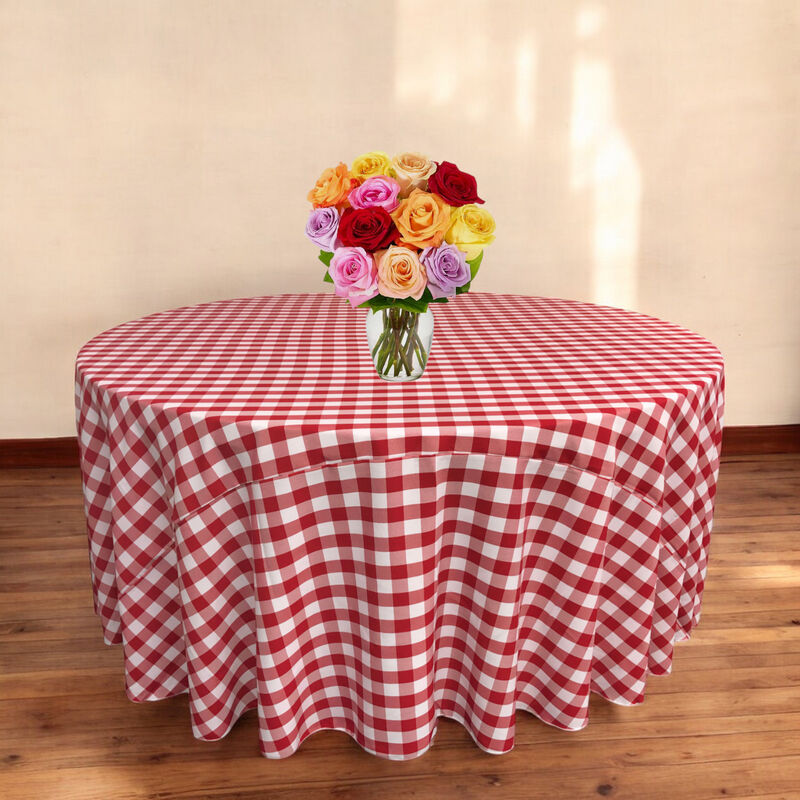 Round Checkered Tablecloth for Dining, Parties and Outdoor Picnic Use image number 1