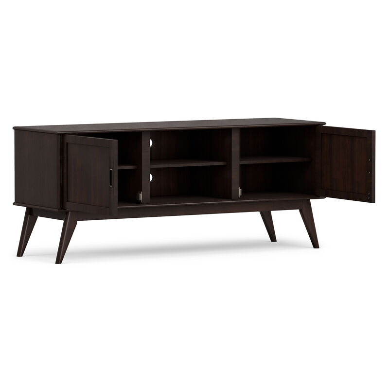 Draper SOLID HARDWOOD 60 inch Wide Mid Century Modern TV Media Stand in Medium Auburn Brown For TVs up to 65 inches image number 4
